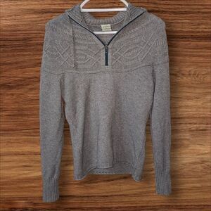 Title Nine Gray Fair Isle Quarter Zip Hooded Sweater. Sz. S